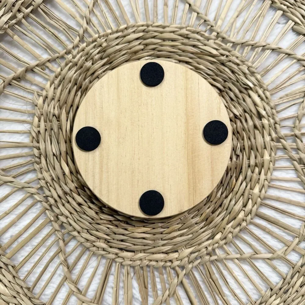Handmade Wooden Round Dried Violas Flower Coaster